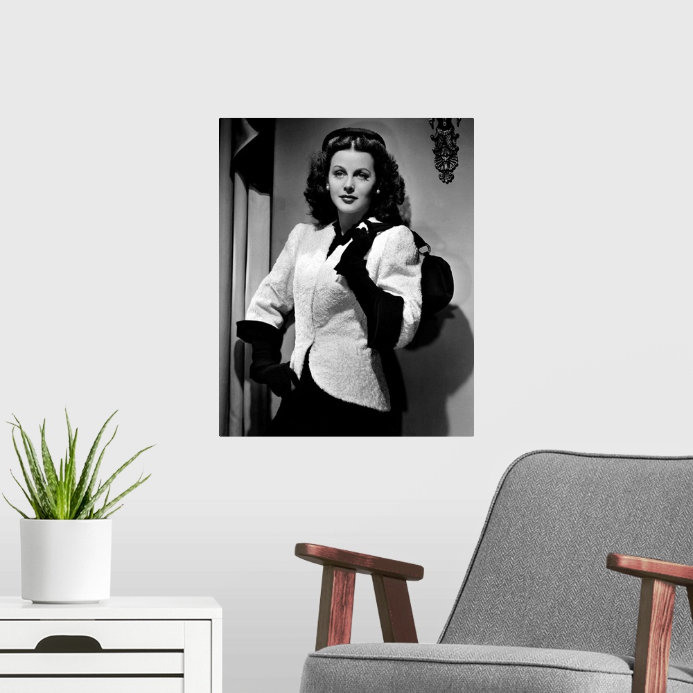 A modern room featuring Hedy Lamarr in The Heavenly Body - Movie Still