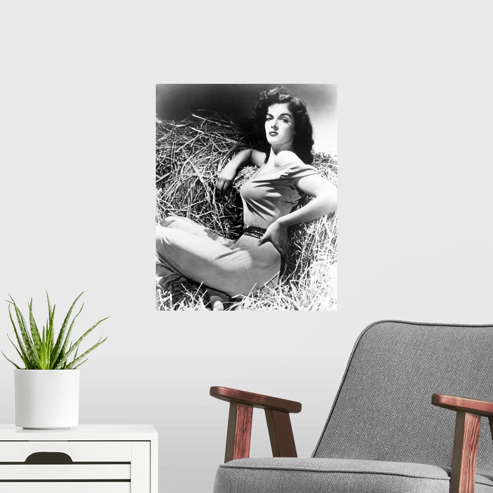 A modern room featuring Jane Russell, The Outlaw