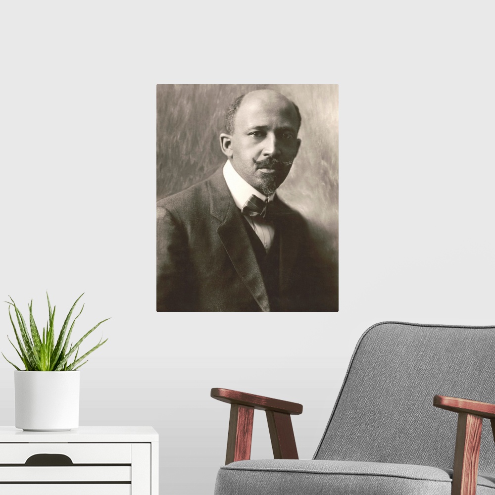A modern room featuring W.E.B. Du Bois, intellectual leader of the early 20th century African American rights movement. I...
