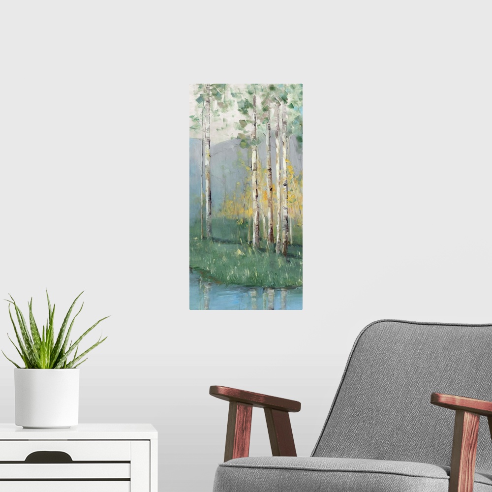 A modern room featuring Birch Reflections IV