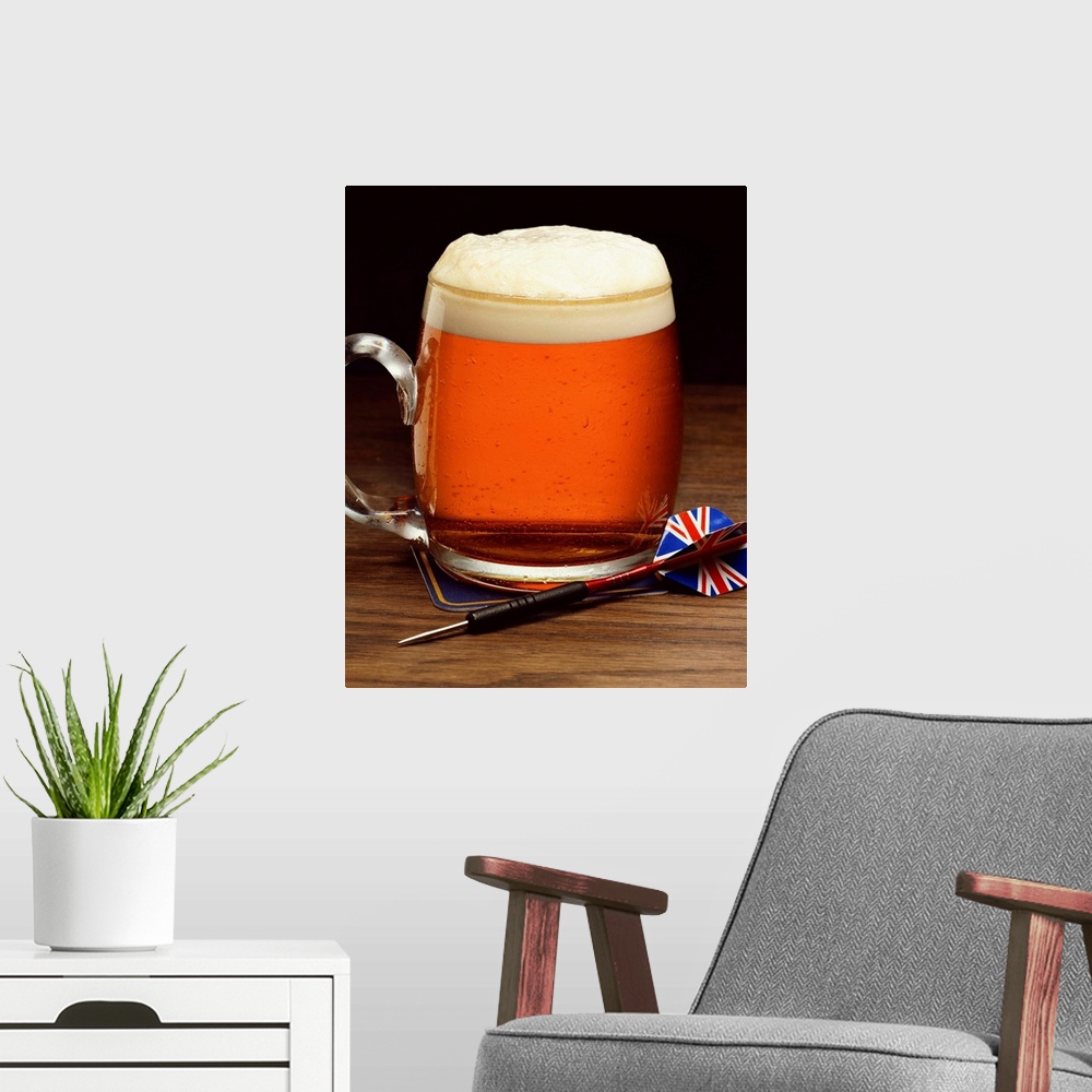 A modern room featuring Beer and dart