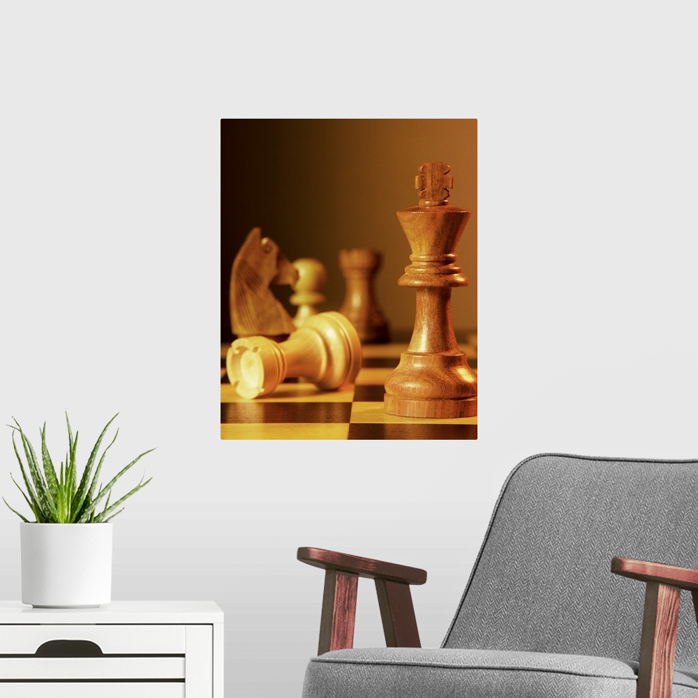 A modern room featuring Chess Pieces