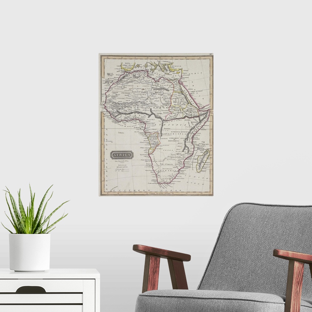 A modern room featuring Map of Africa