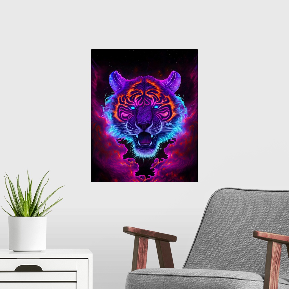 A modern room featuring Cosmic Cloud Tiger