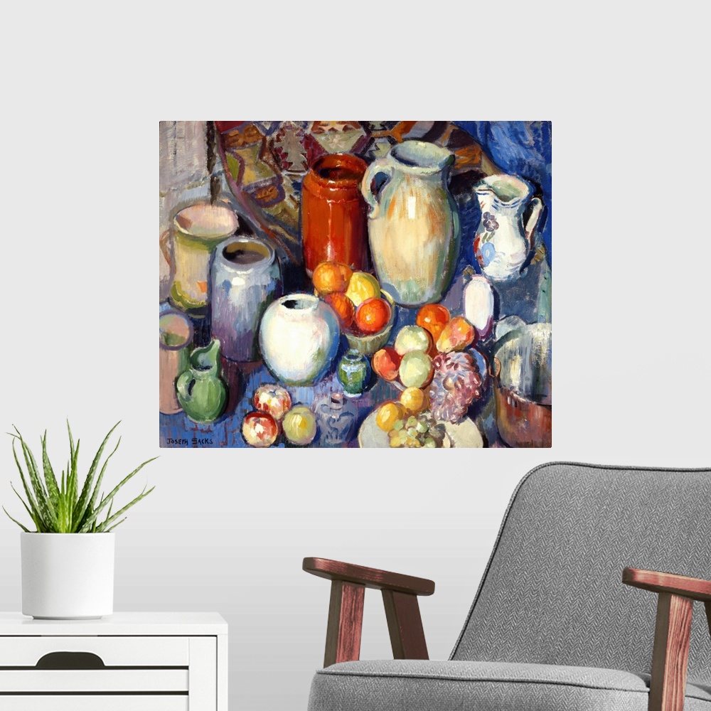 A modern room featuring Still Life with Fruit