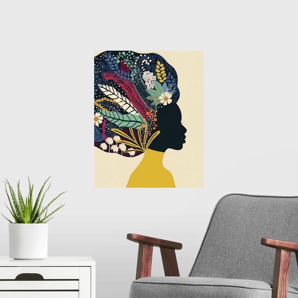 A modern room featuring Afro Woman In Yellow