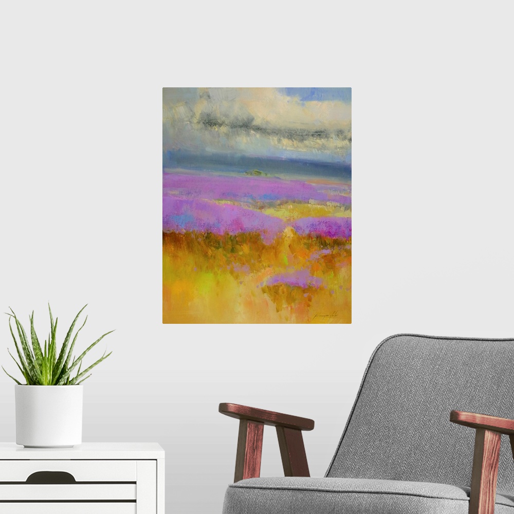 A modern room featuring Field of Lavenders 1