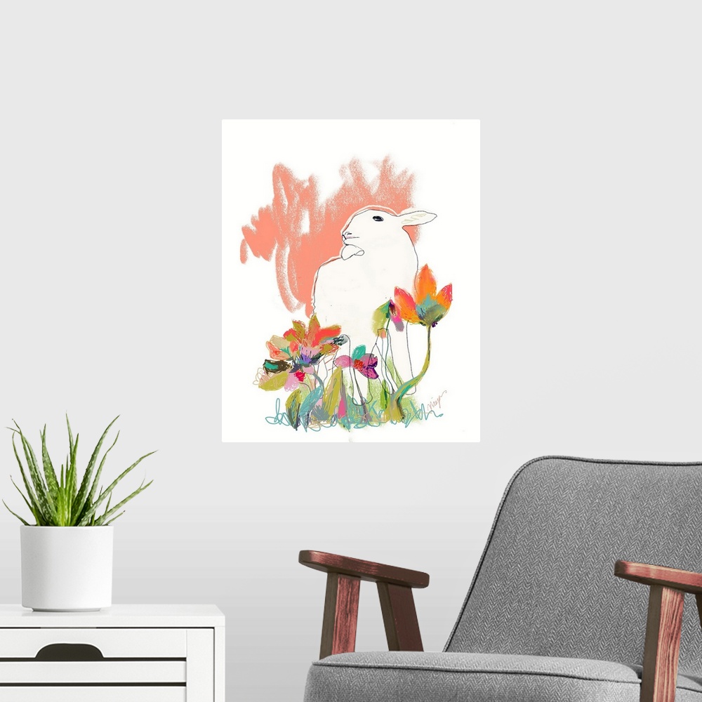 A modern room featuring Lamb and Flowers