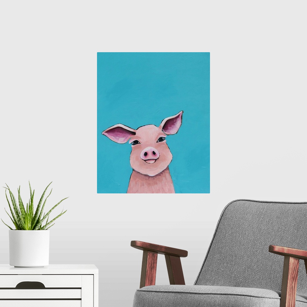 A modern room featuring Little Pig