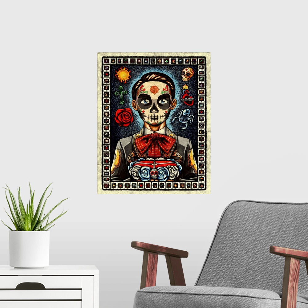 A modern room featuring Muerto
