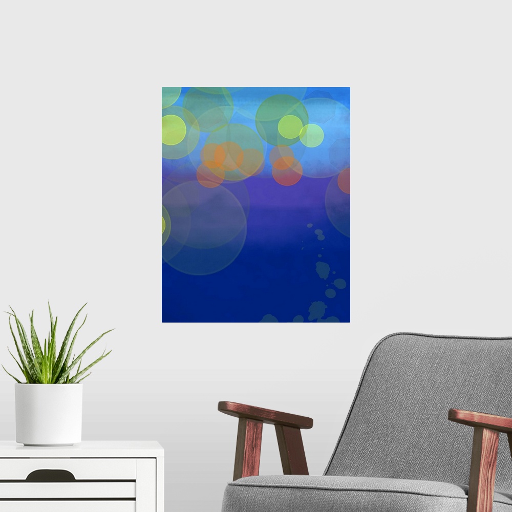 A modern room featuring This art print and print on demand canvas was created digitally with watercolor sensibility. It i...