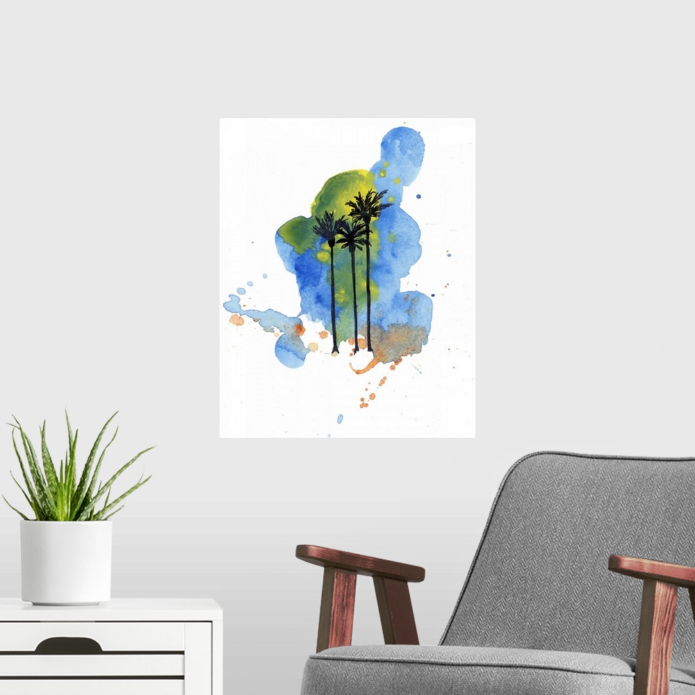 A modern room featuring This art print is taken from an original painting I created on 8-ply acid free board. A jeweled m...