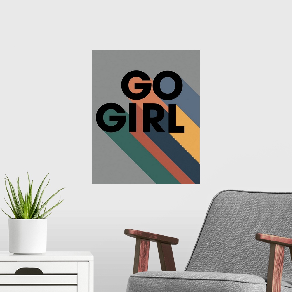 A modern room featuring Go Girl