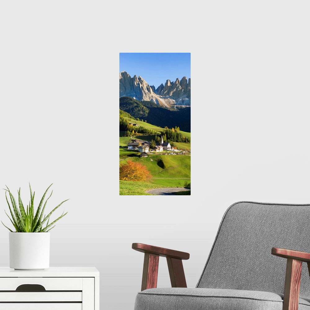 A modern room featuring Autumn In The Italian Dolomites Alps, Funes Valley, Trentino Alto Adige, Italy