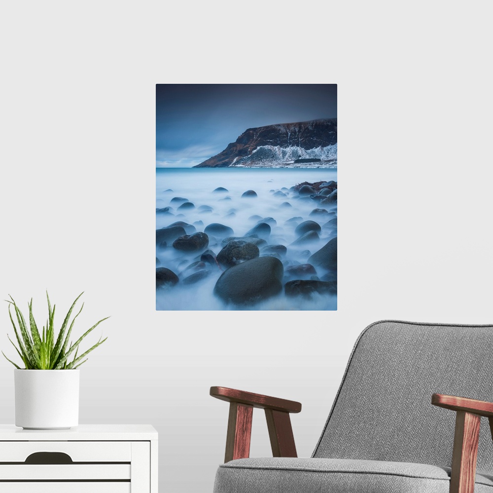 A modern room featuring Unstad Beach, Lofoten Islands, Norway
