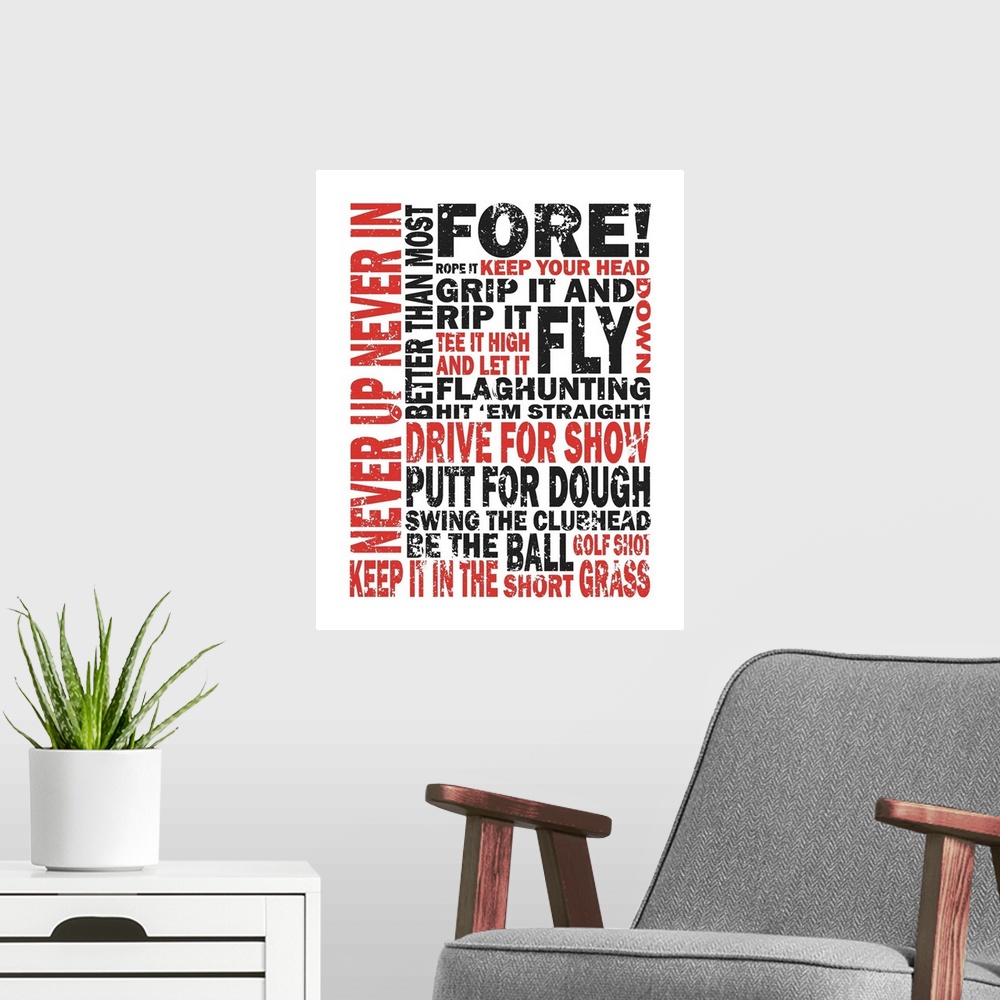 A modern room featuring Our favorite golf epithets with an edge.