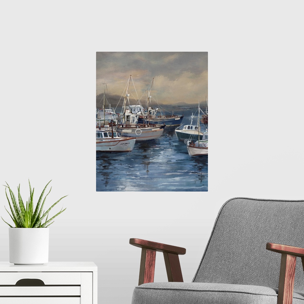 A modern room featuring Boats In The Harbor