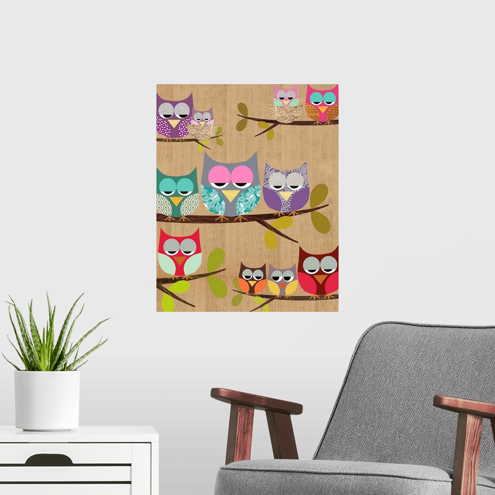 A modern room featuring Owls on Wood