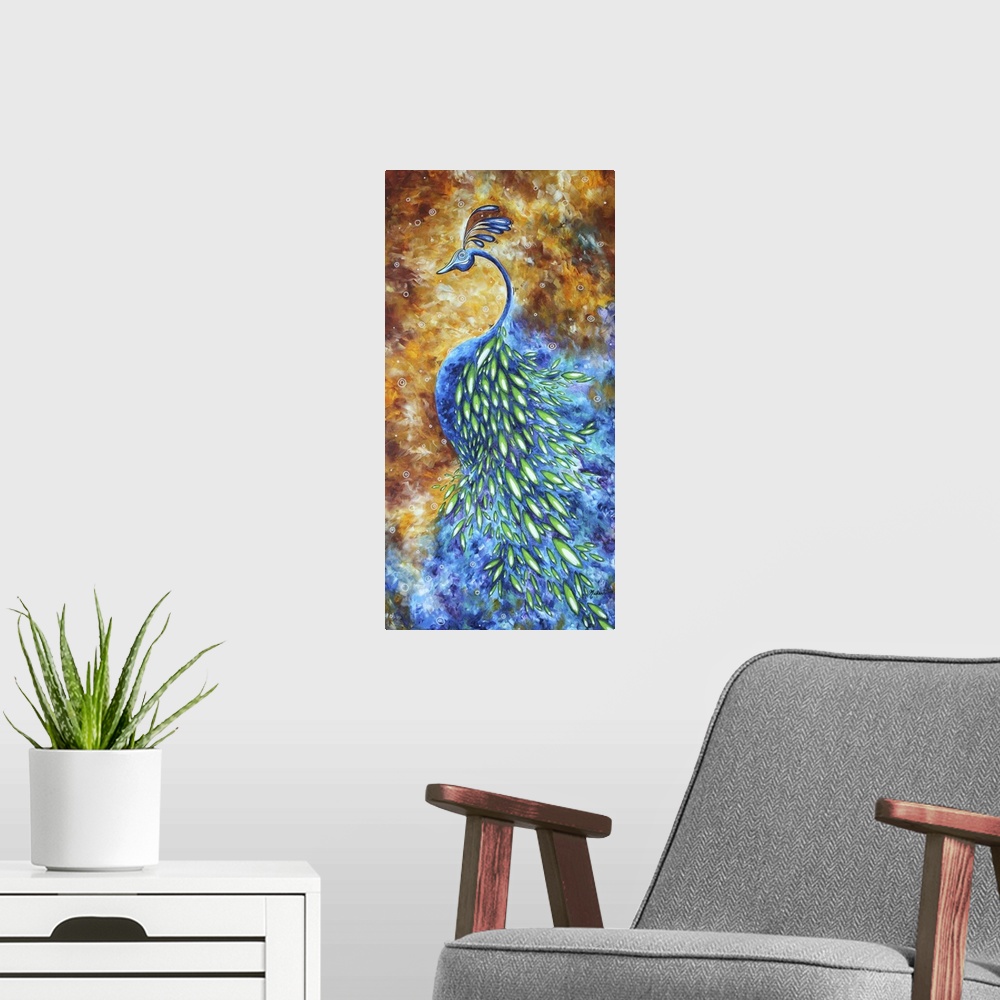 A modern room featuring In Bloom Peacock