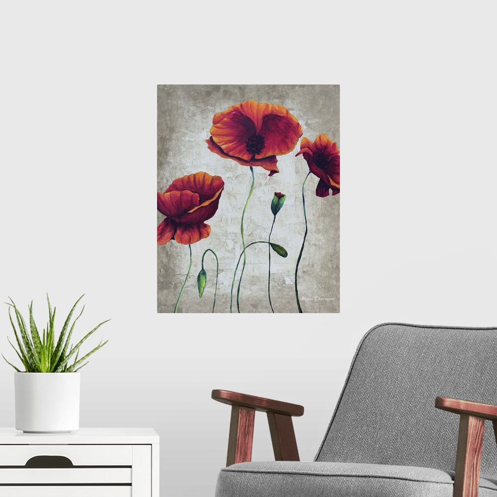 A modern room featuring Vibrant Poppies II