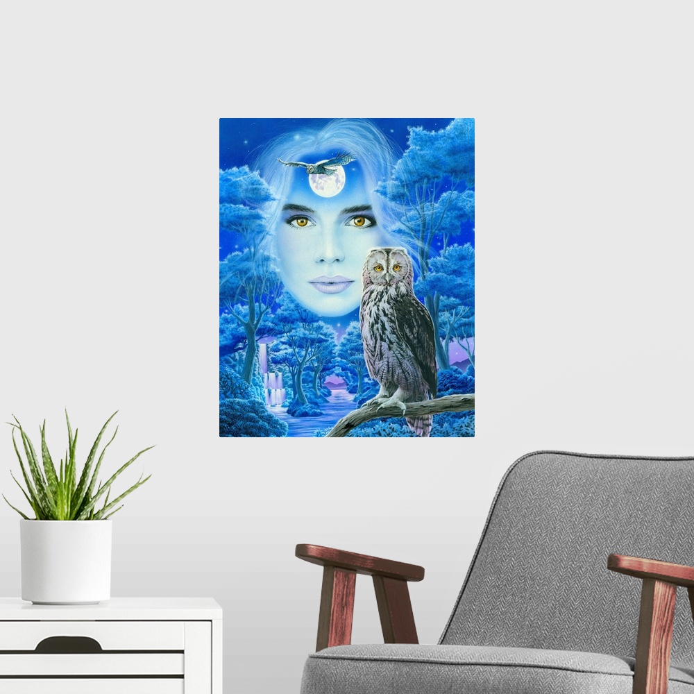 A modern room featuring Flight Of The Owls