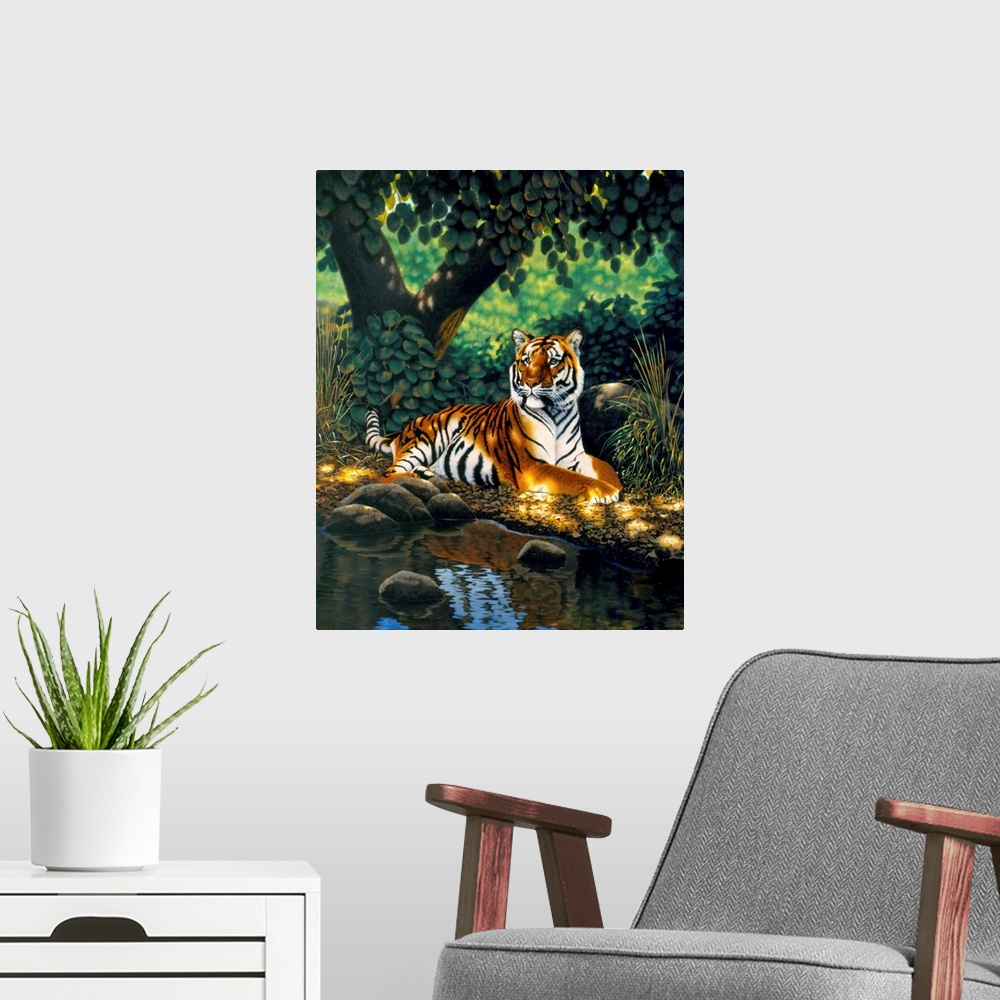 A modern room featuring Tiger