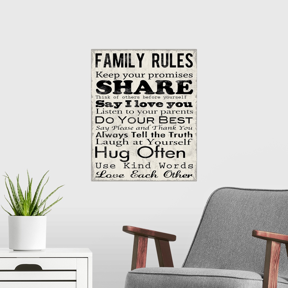 A modern room featuring Family Rules Share