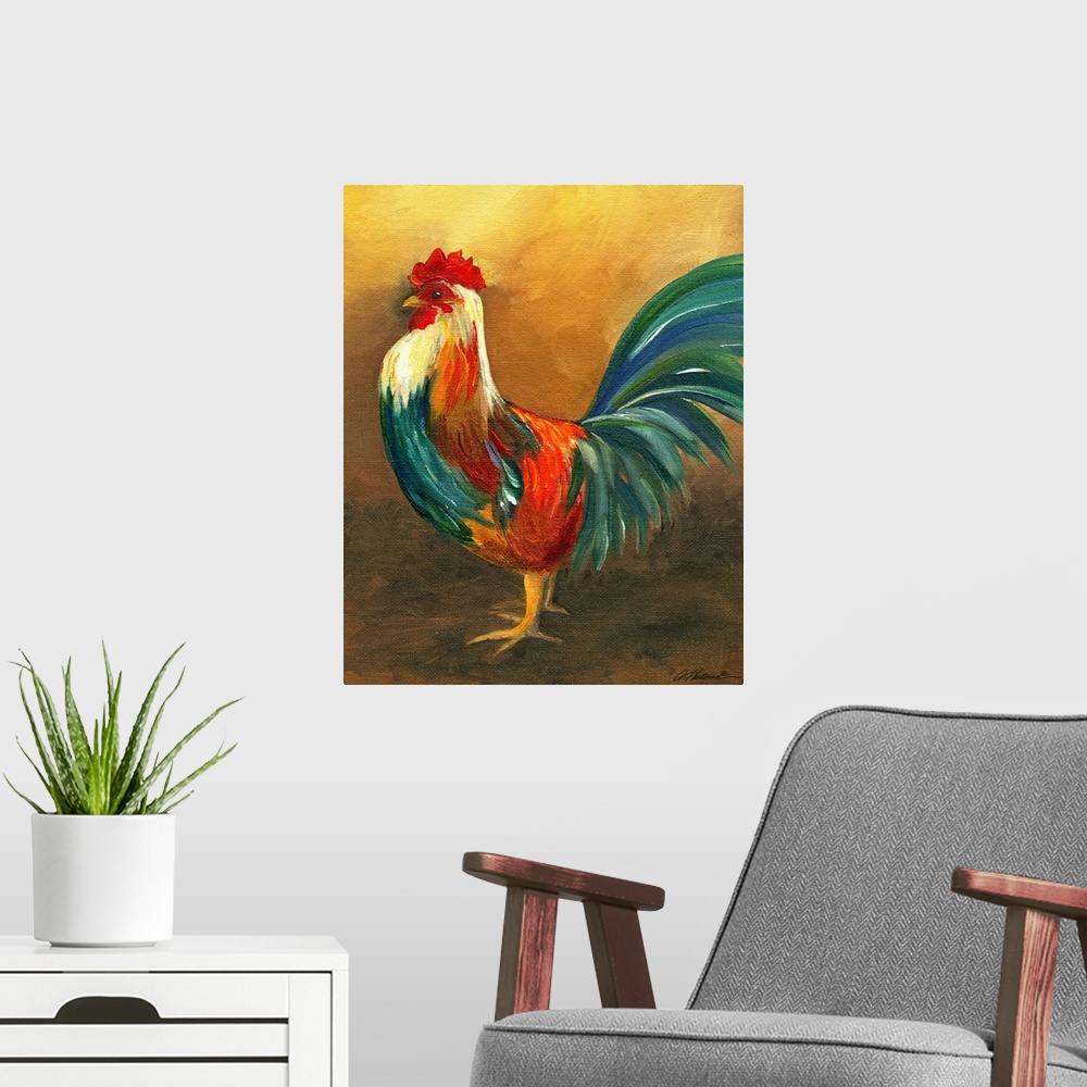 A modern room featuring Proud Rooster