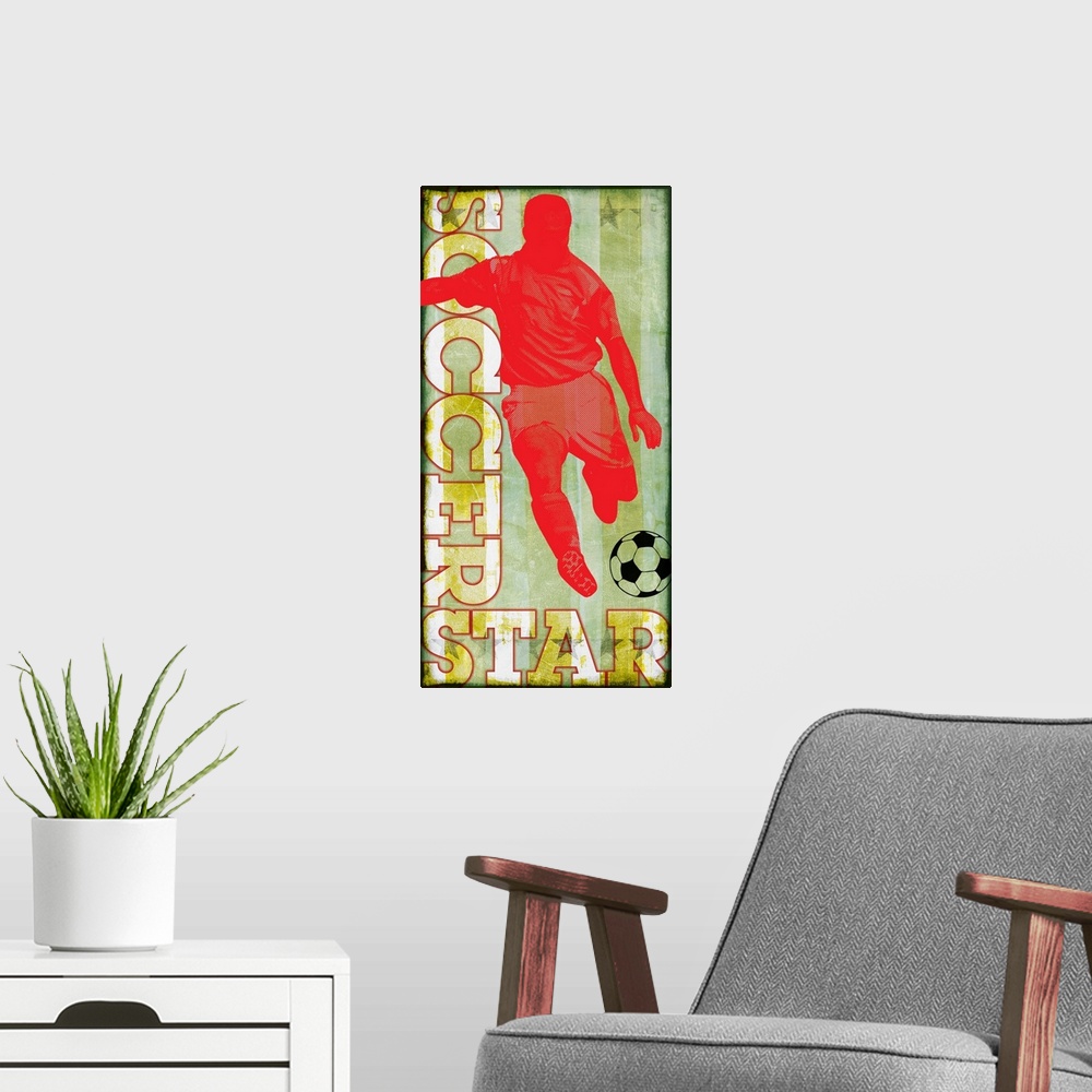 A modern room featuring Soccer Star Graphic Art II