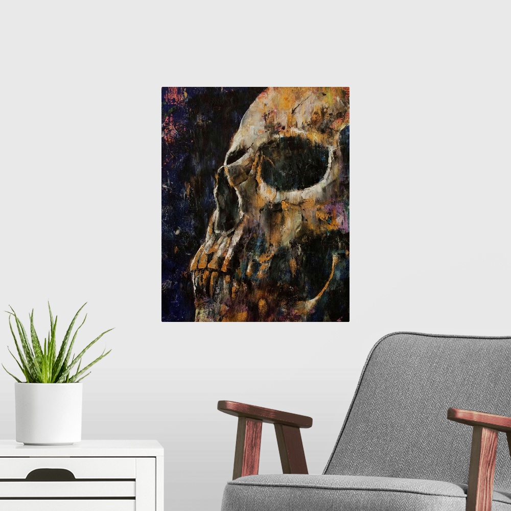 A modern room featuring Gold Skull