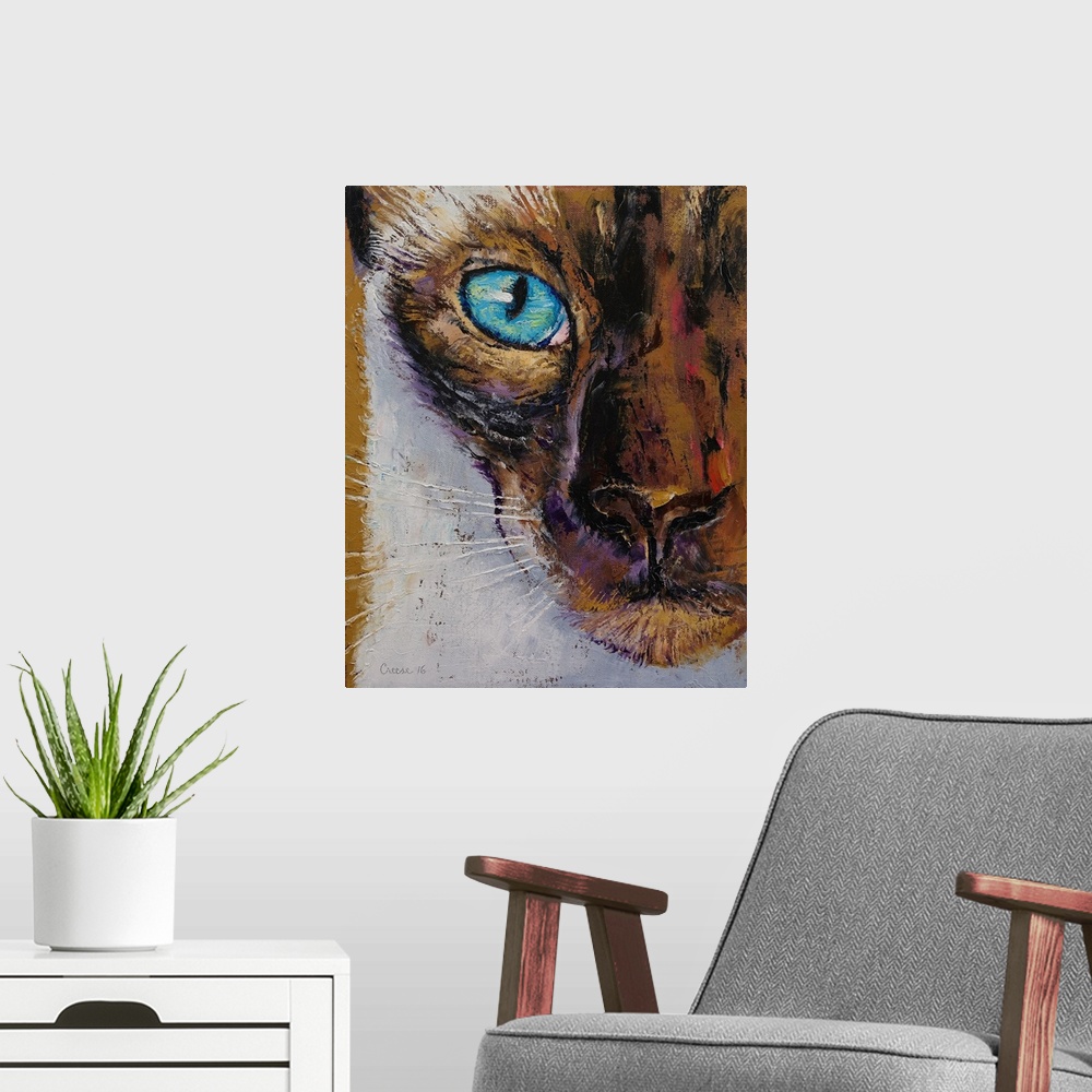 A modern room featuring Siamese Cat Painting