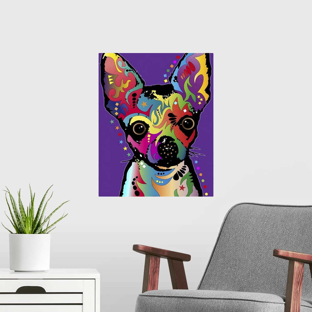 A modern room featuring Chihuahua Art Print. The Chihuahua is the smallest breed of dog and is named after the state of C...