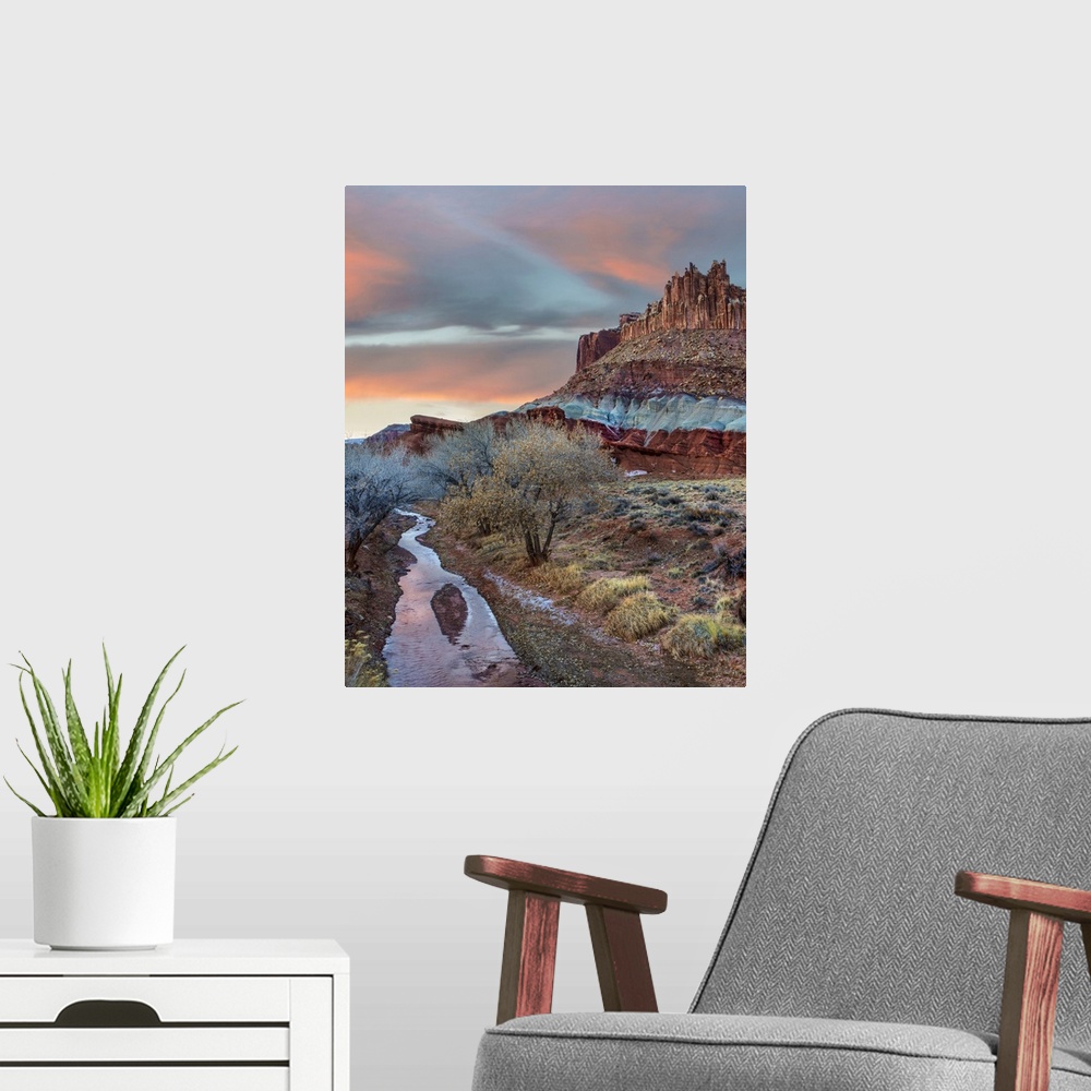 A modern room featuring Creek, Castle Mountain, Capitol Reef National Park, Utah
