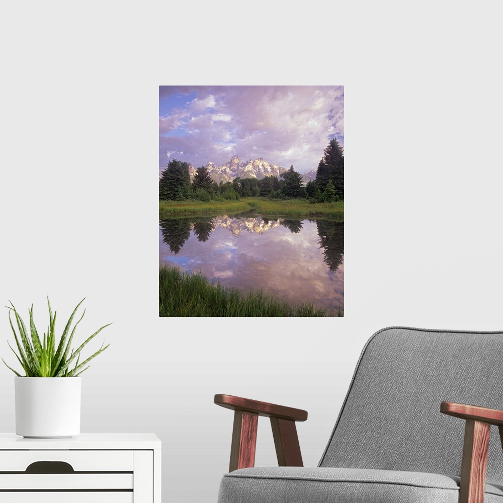 A modern room featuring Grand Tetons from Schwabacher Landing, Grand Teton National Park, Wyoming