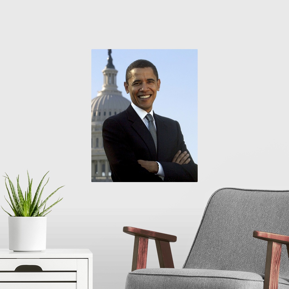 A modern room featuring Barack Obama (2008)