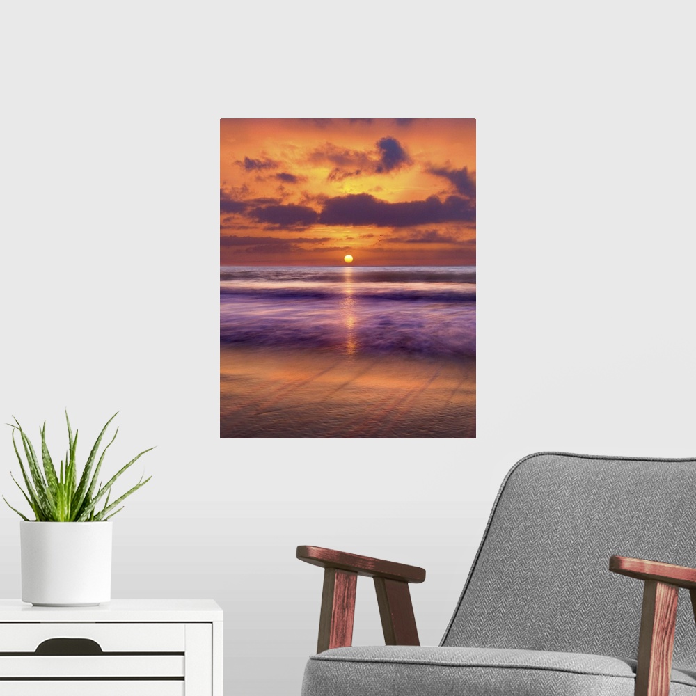 A modern room featuring Dawn Over The Sea