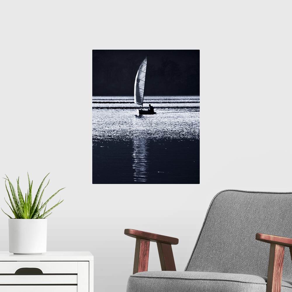 A modern room featuring Sailing by moonlight