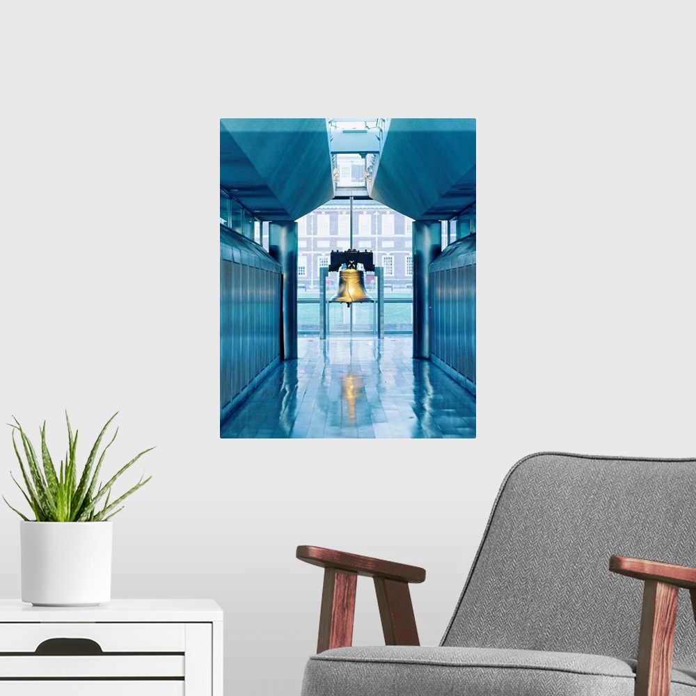 A modern room featuring Giant photograph of the Liberty Bell in Independence Hall, Philadelphia, Pennsylvania (PA).