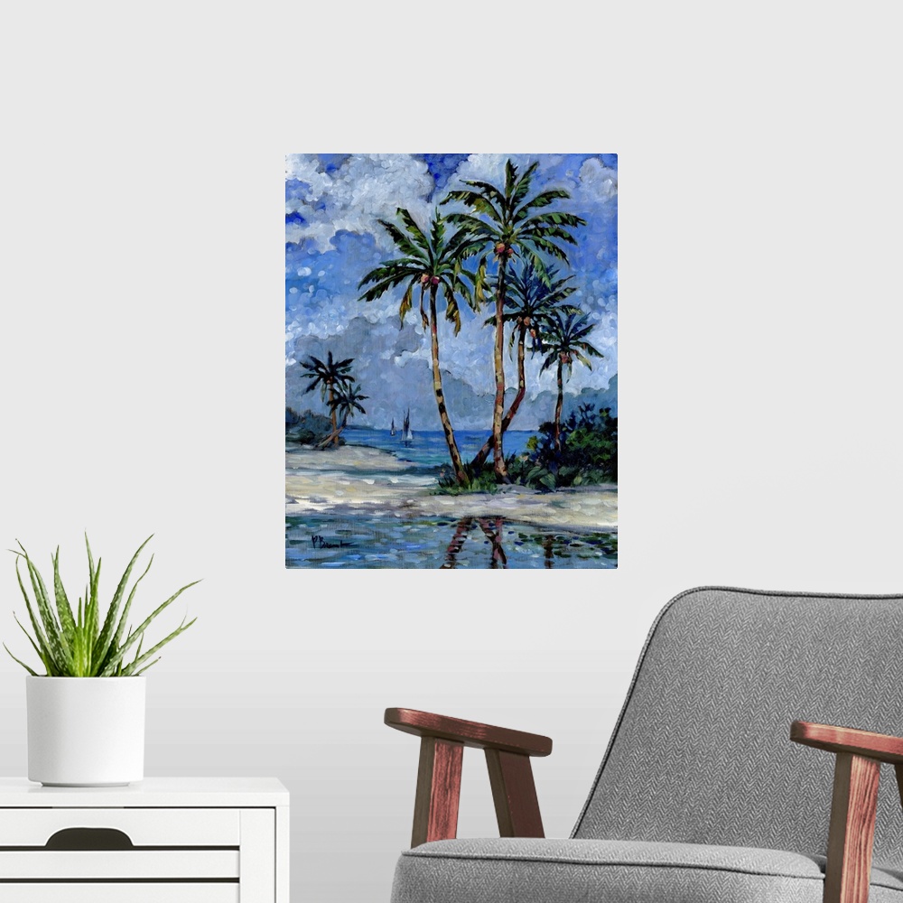 A modern room featuring Impressions Of Palms II