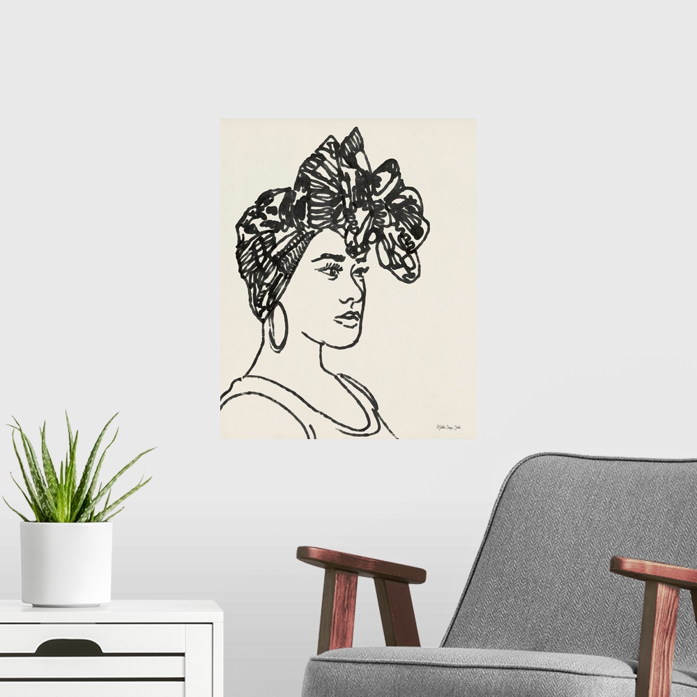 A modern room featuring Head Wrap Line Study