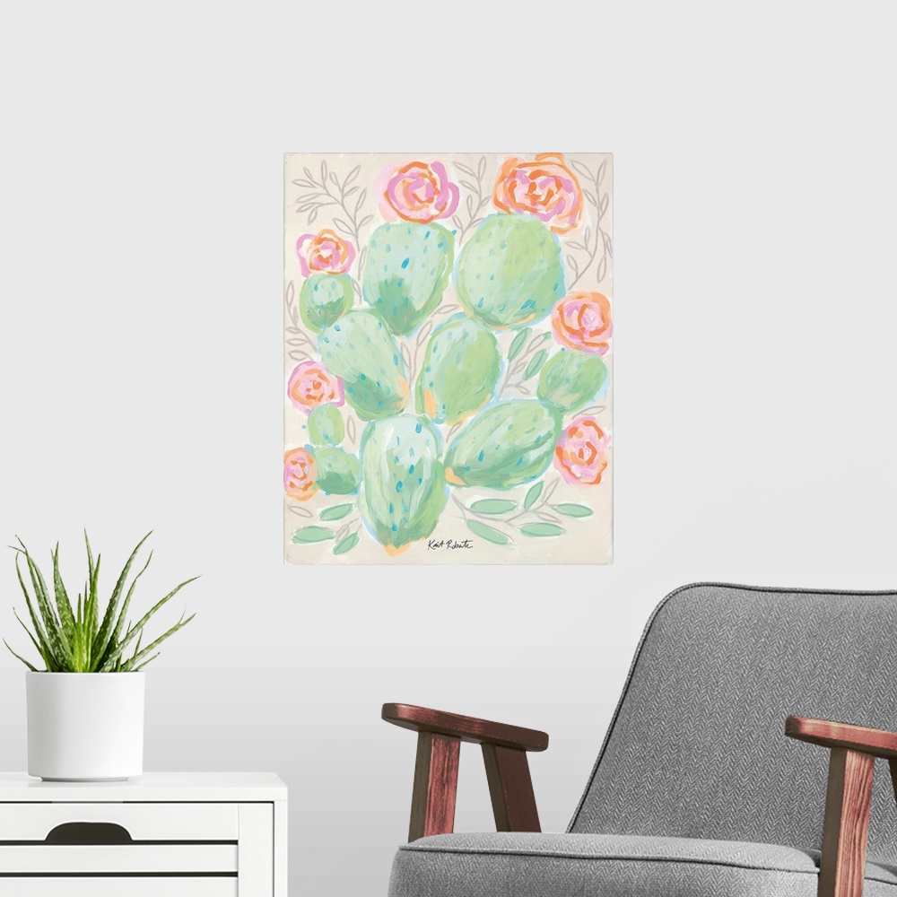 A modern room featuring Life Can Be Prickly Bloom Anyway