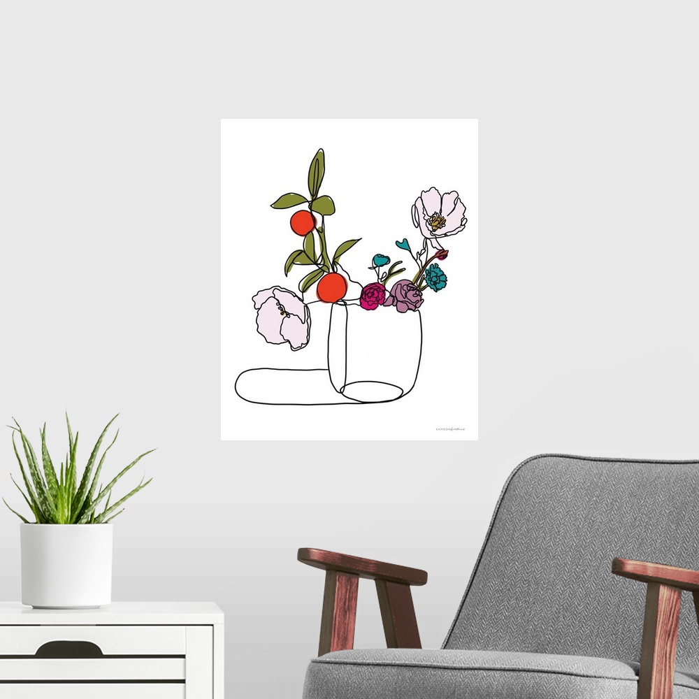 A modern room featuring Lines And Flowers