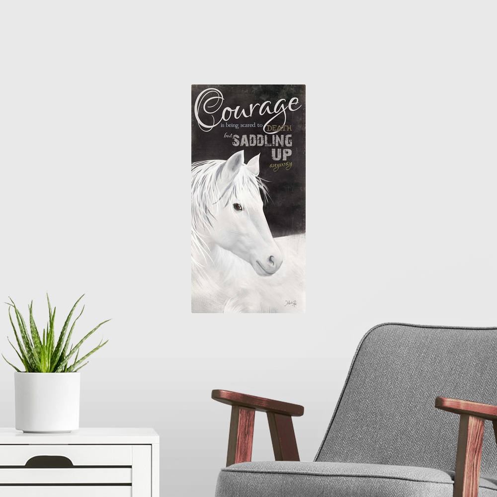 A modern room featuring Motivational typography home decor art.