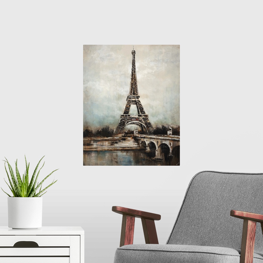 A modern room featuring Paris