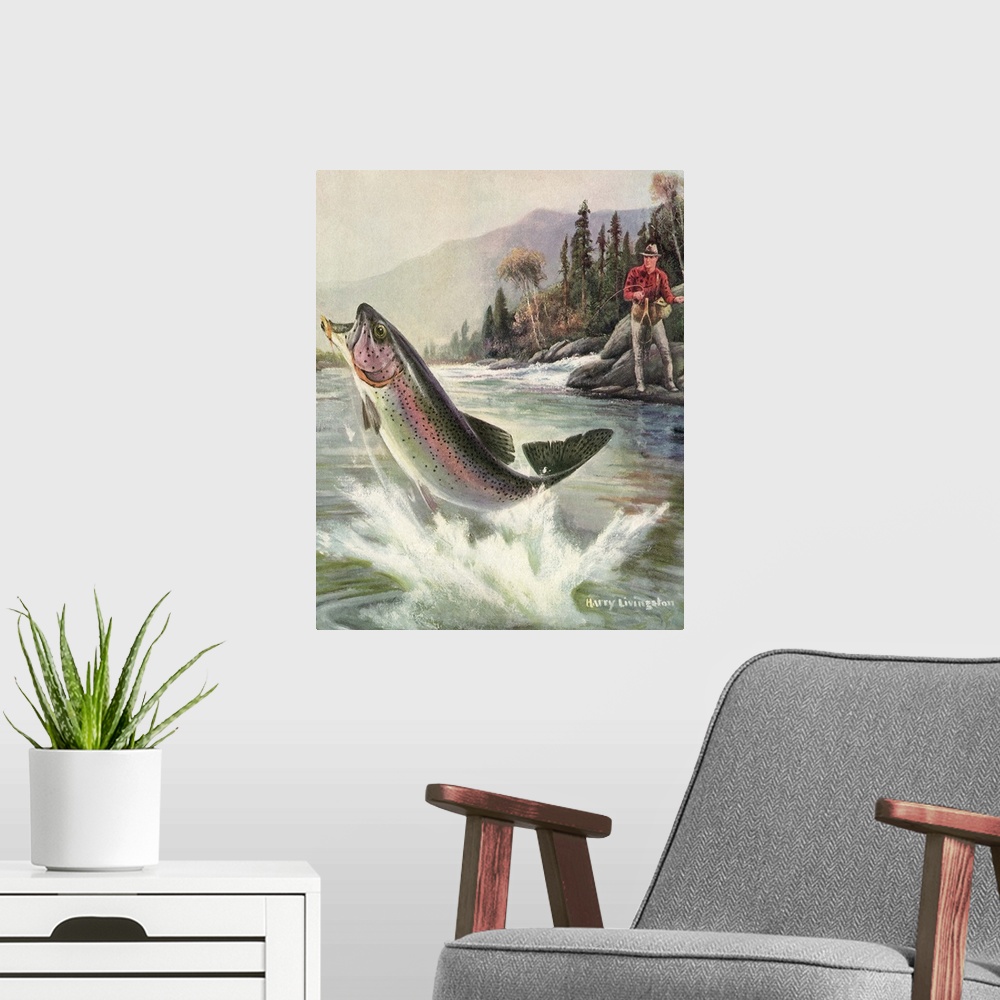 A modern room featuring Catching a Fish