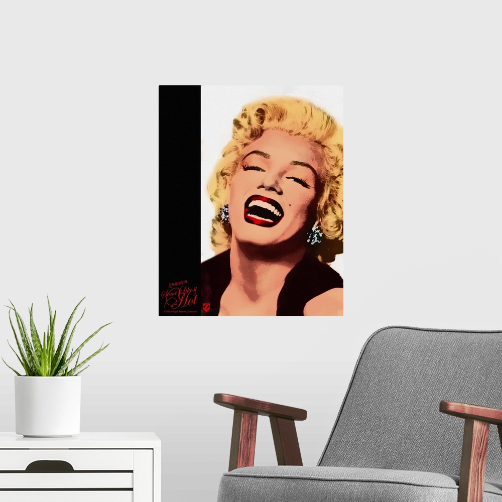 A modern room featuring Marilyn Monroe Beauty Shot Laughing