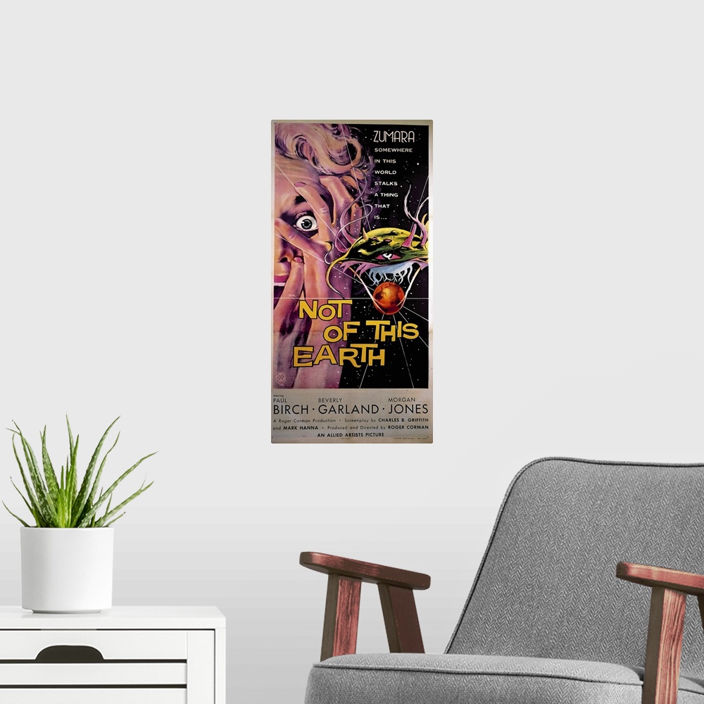A modern room featuring Not of This Earth Sci Fi Movie Poster