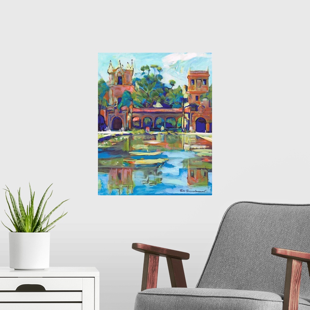 A modern room featuring Balboa Park Reflecting Pond