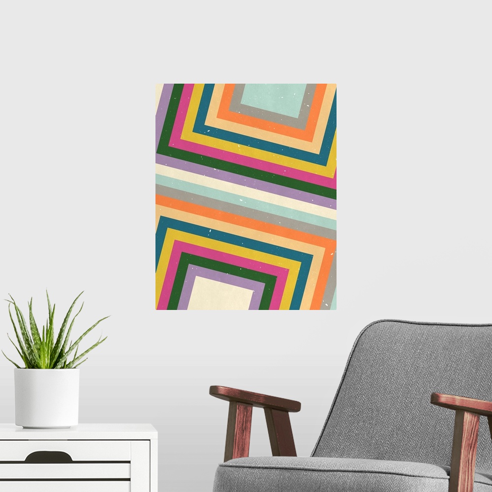 A modern room featuring Technicolor Eclectic Lines II