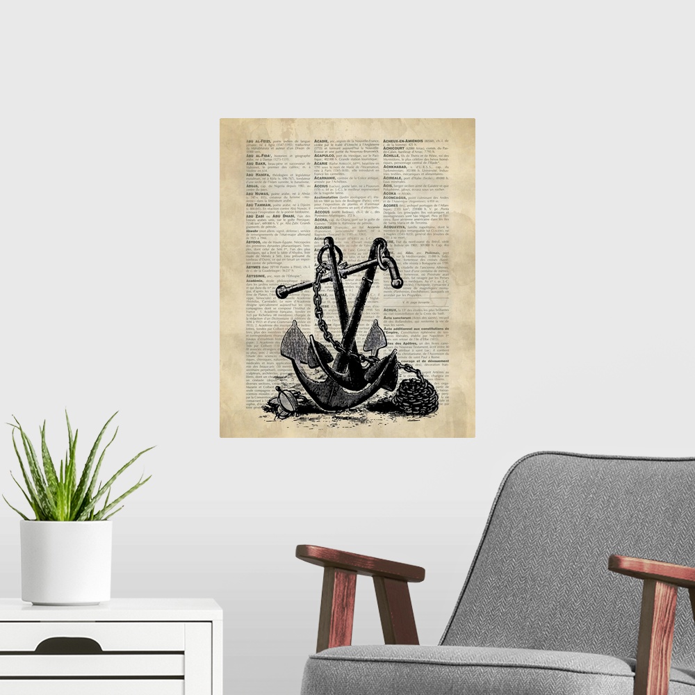 A modern room featuring Vintage Dictionary Art: Anchor